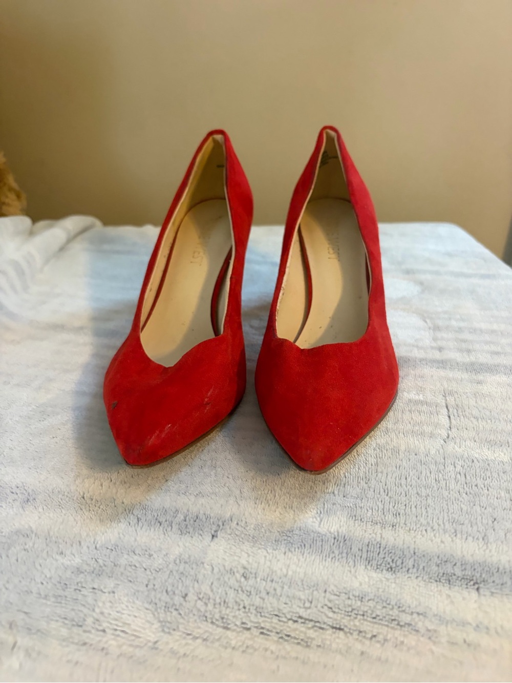 Nine West Red Suede Pointed Toe Heels